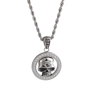 

Steel Soldier Punk Big Round Cycle Skull Pendant Men Necklace Stainless Steel Vintage Jewelry As Creative Gift D284