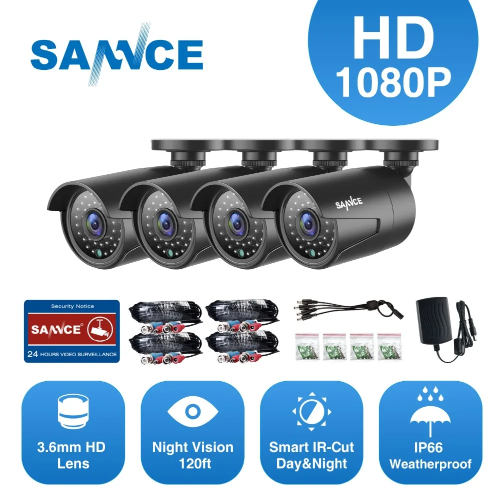 

SANNCE 4pcs TVI CCTV Camera Set HD 1080P IP66 Security Cameras System Video Surveillance Kit Indoor outdoor Night vision H.264