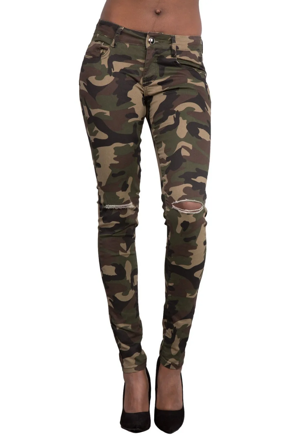 

Army Fashion Women Pants Female Casual Military Denim Trousers Tight Elastic High Waist Camouflage Pencil Pants for Women WJ060