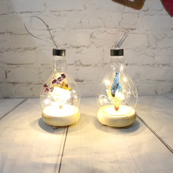 

Modern Simple Light Bulb Miniature Glass Cover Ornaments LED Glass Bottle Night Light Crafts Micro-landscape Home Bedroom Decor