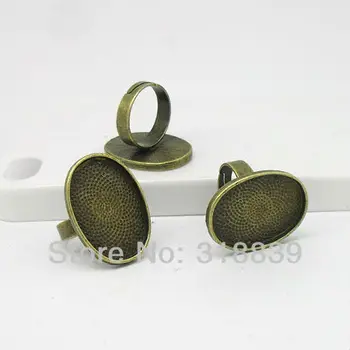 

Fashion Adjustable Ring Bases Blanks Antique Bronze Cabochon Rings Fit DIY Rings Making 10pcs/lot 18*25mm 2636