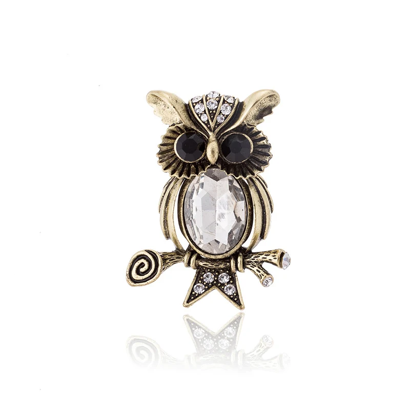 TDQUEEN Large Crystal Owl Brooches Antique Gold Plated Pin Jewelry Luxury Animal Bird Pins and Brooches for Women (3)