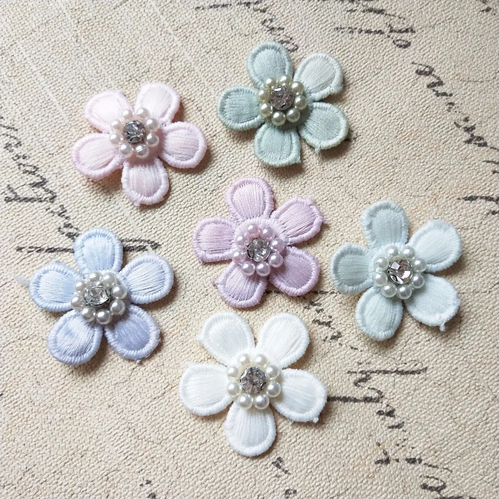

Free Shipping 30PCs 35MM Lace Chiffon Cotton Pearl Core Spring Flowers Fit Girls Hair Jewelry DIY Garment Shoes handbag Wedding