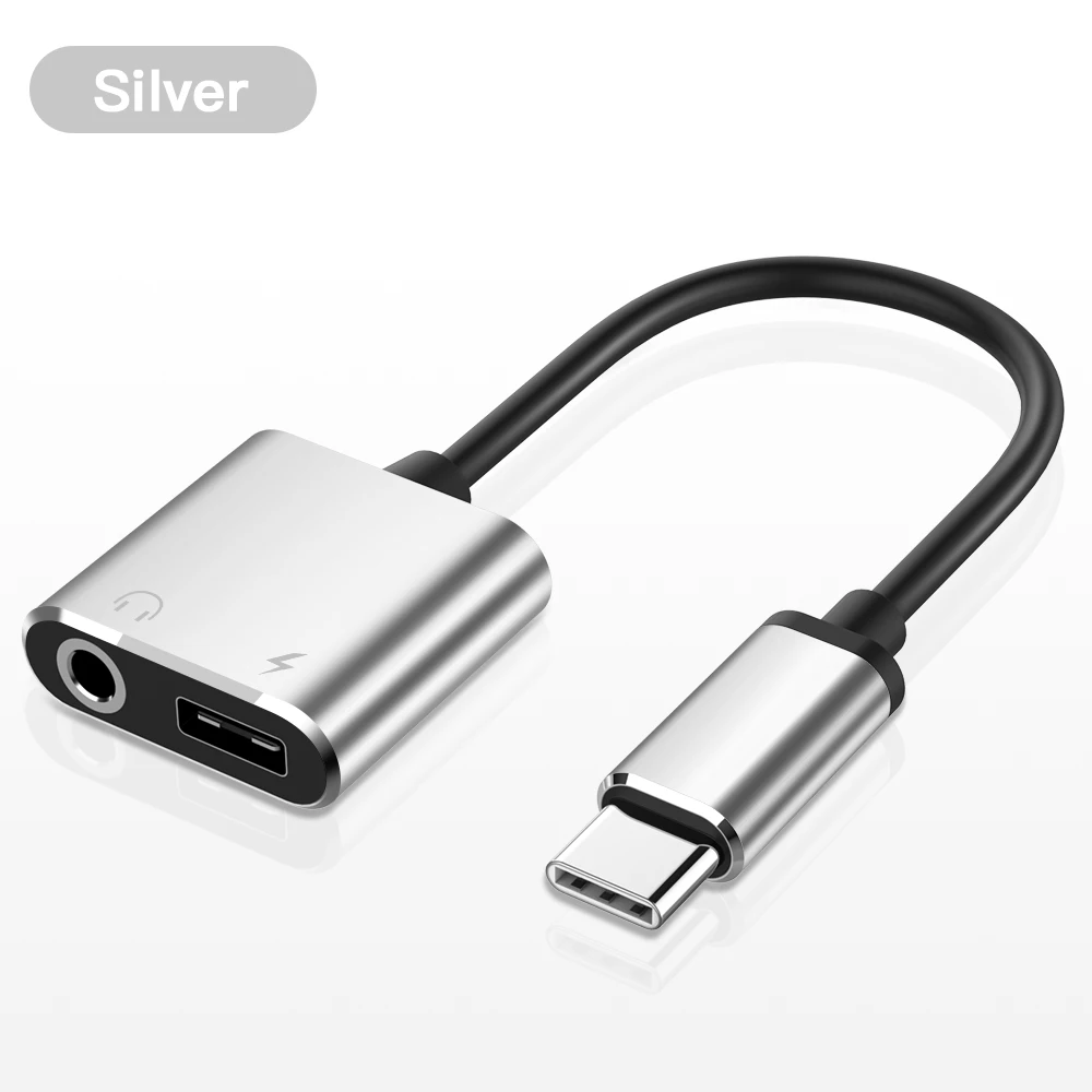 Type-C адаптер Aux для наушников Usb c на 3,5 мм разъем для наушников адаптер для Xiaomi Mi 6 huawei type-c устройств без разъема 3,5 - Цвет: Silver