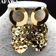 Длинные серьги из нержавеющей стали ювелирные изделия золотистый цвет, много слоев серьги для женщин ювелирные изделия boucles d'oreilles E612549