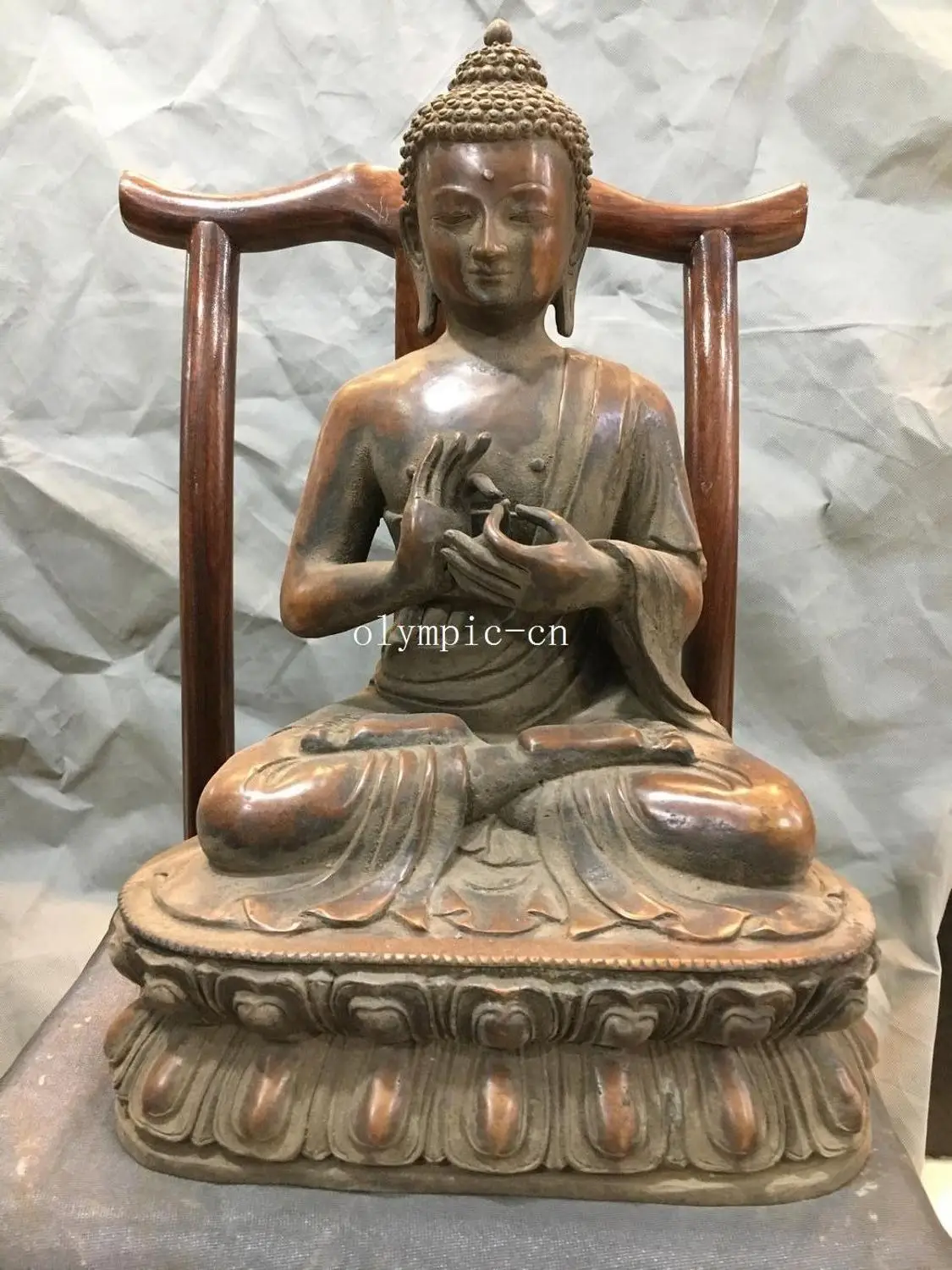 

17''pure red copper lotus base seat Sakyamuni tathagata Dipamkara Buddha statue