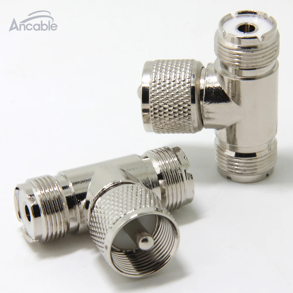 

UHF PL-259 Male to Double UHF Female SO239 Triple T Shape RF Coaxial Splitter Adapter Connector for CB Ham Radio Antenna 2-Pack