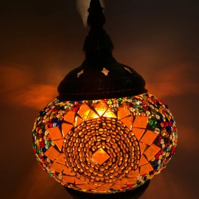 E14 Турецкая мозаичная настольная лампа Средиземноморский Арт Деко стекло ручной работы романтическая кровать светильник lampada Da tavolo - Цвет абажура: RY
