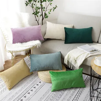 

Drop Ship Flocking Velvet Cushion Cover White Pink Grey Blue Coffee Soft Home Decorative Pillow Cover 30x50cm/40x60cm Lumble