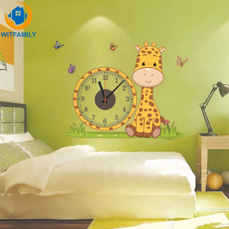 

Creative Wall Clock Giraffe Electron Wall Clocks Wall Sticker Home Decor Living Room Children Bedroom Wallpapers Hanging Clock