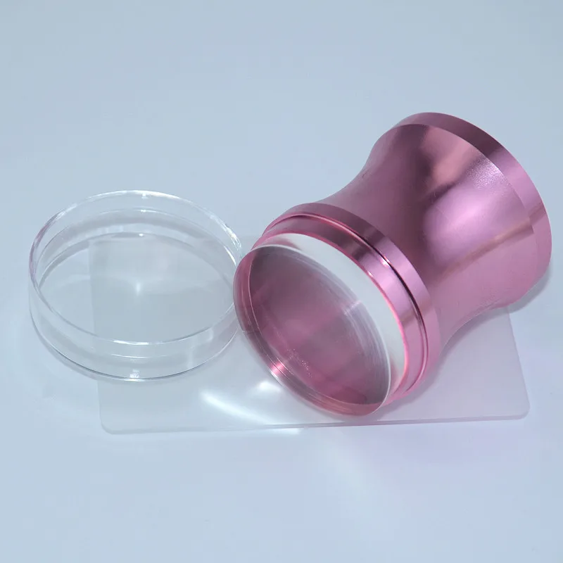 

Nail Art Stamper Metal Handle Silicone Jelly Clear Head with Cap Scraper Stamping Plates Polish Gel UV Tools Manicure Rose Gold