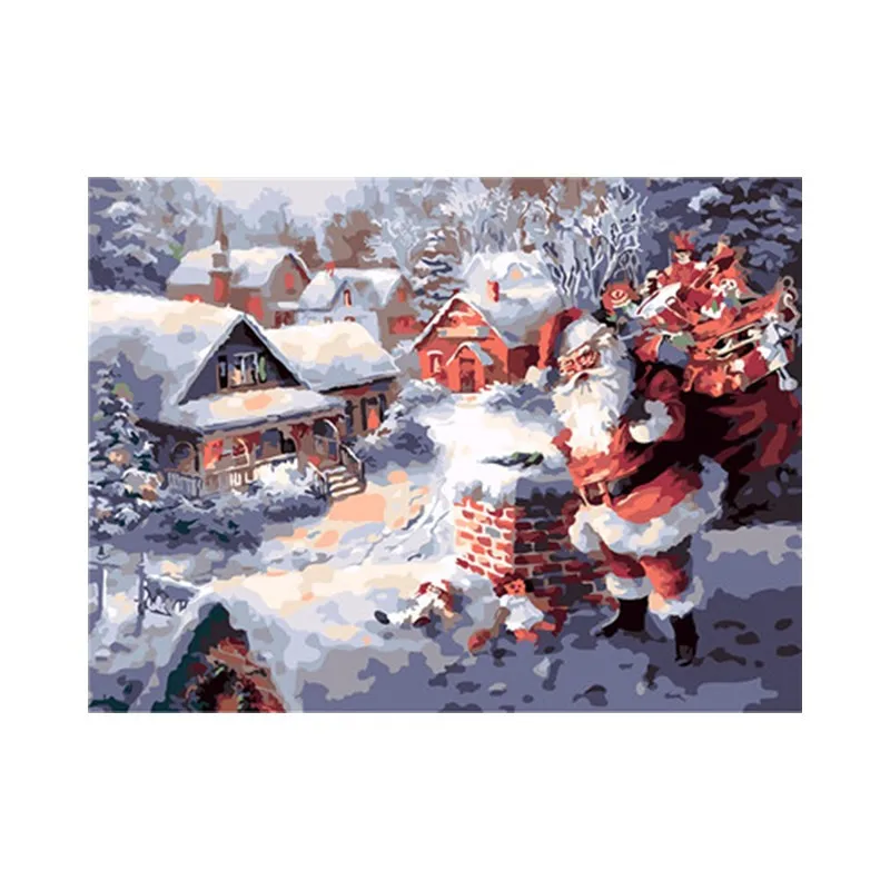 Merry Christmas Pictures By Number On Canvas DIY HandPainted Oil Painting Coloring By Numbers