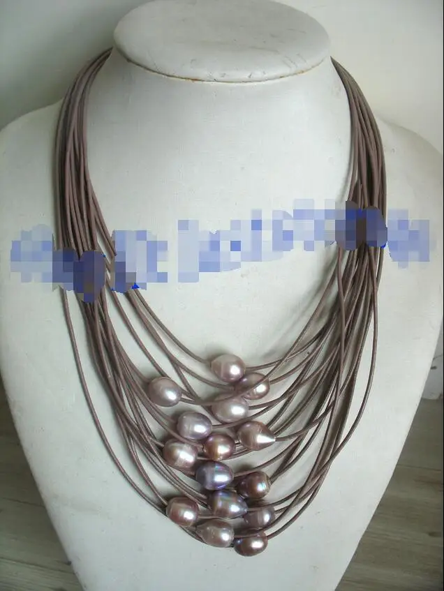 

Free Shipping >>>>> WOW! 17-24" 15rows freshwater pearl purple egg necklace wholesale nature beads
