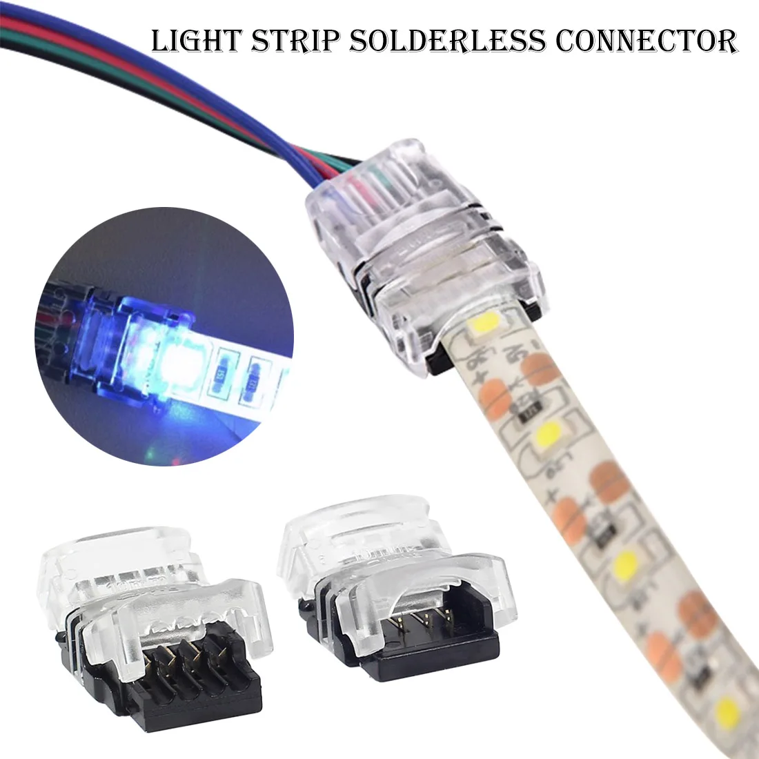 

1pcs RGB LED Strip Connector 4 Pin 5050 10mm Colorful LED Tape Light Connector for Waterproof IP65 Strip