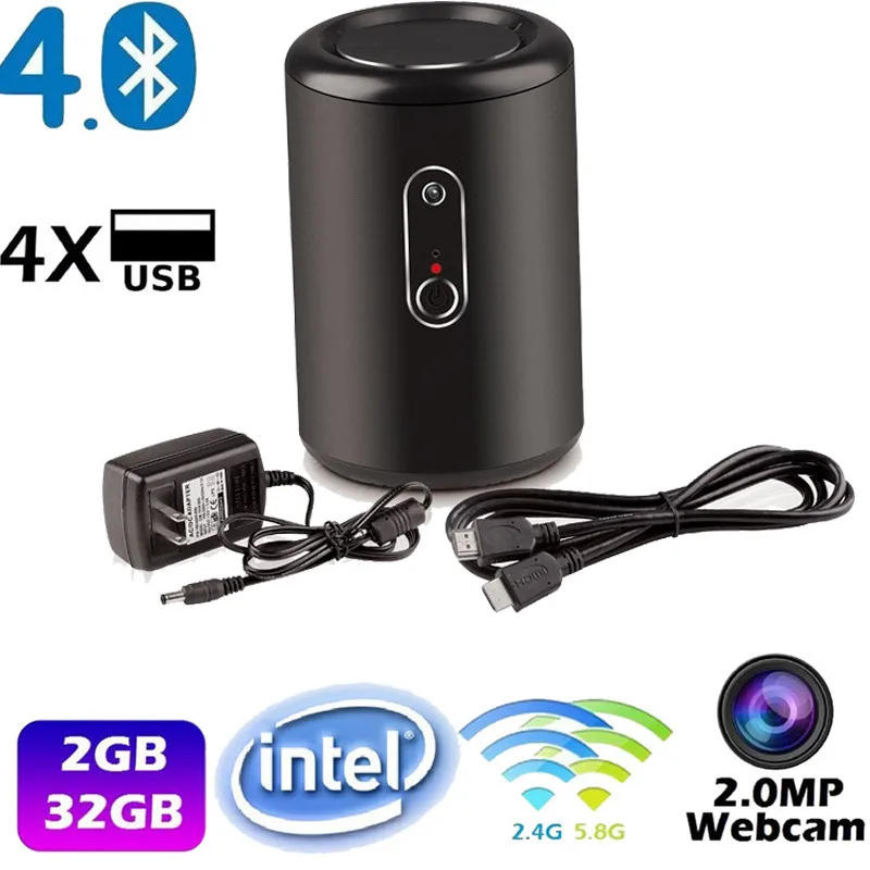 Hot G2 Windows 10 TV Box Quad Core 2G+32G Bay Trail CR Z3735F 2.0MP Camera 4 USB Ports Wintel Mini PC Computer USB Media Player