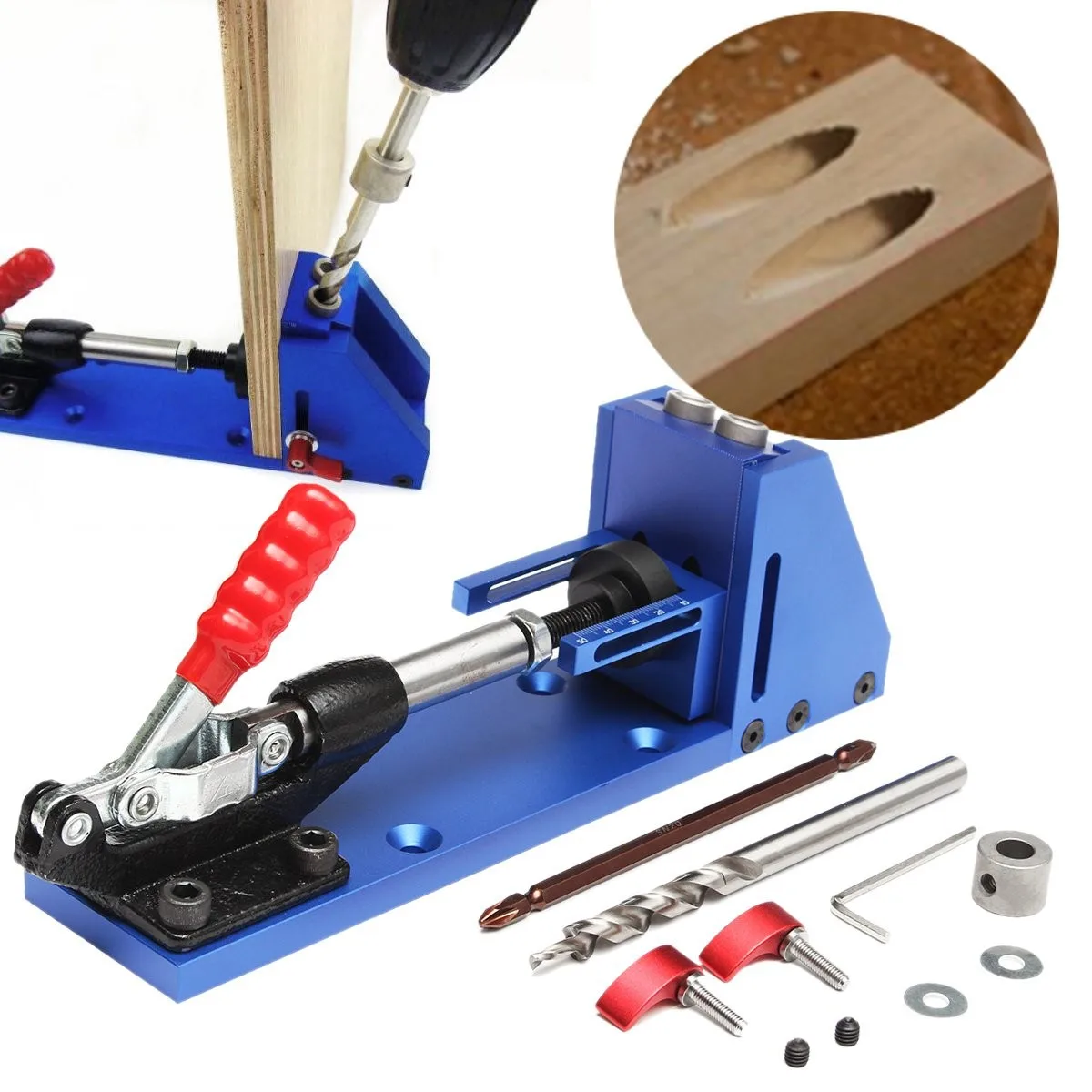 New Woodworking Guide Carpenter Kit System Inclined Hole Drill Tools Clamp Base Drill Bit Kit System