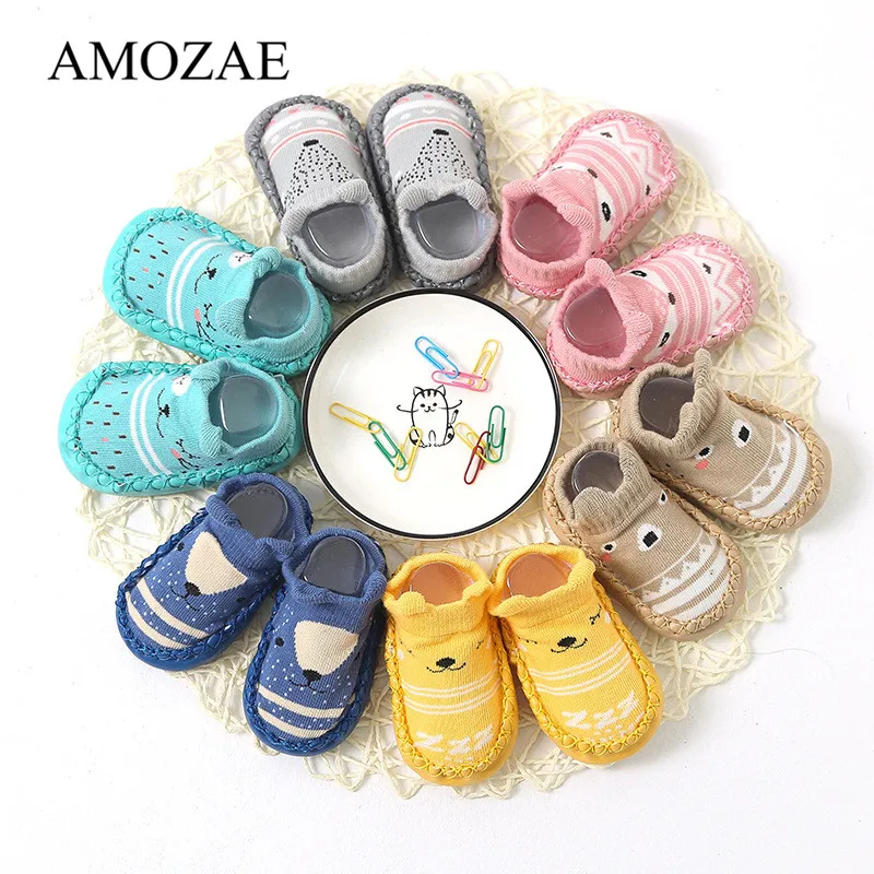 

Fashion Baby Socks With Rubber Soles Infant Foot Sock Newborn Meias Spring Kids Floor Socks Shoes Anti-Slip Soft Bottom Sokken