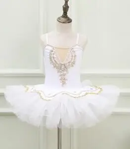 Балетное платье мизинец танцевальное платье-пачка для девочек маленький белый Лебединое озеро танцевальное платье розовый милый костюм для девочек 4 цвета - Цвет: Белый