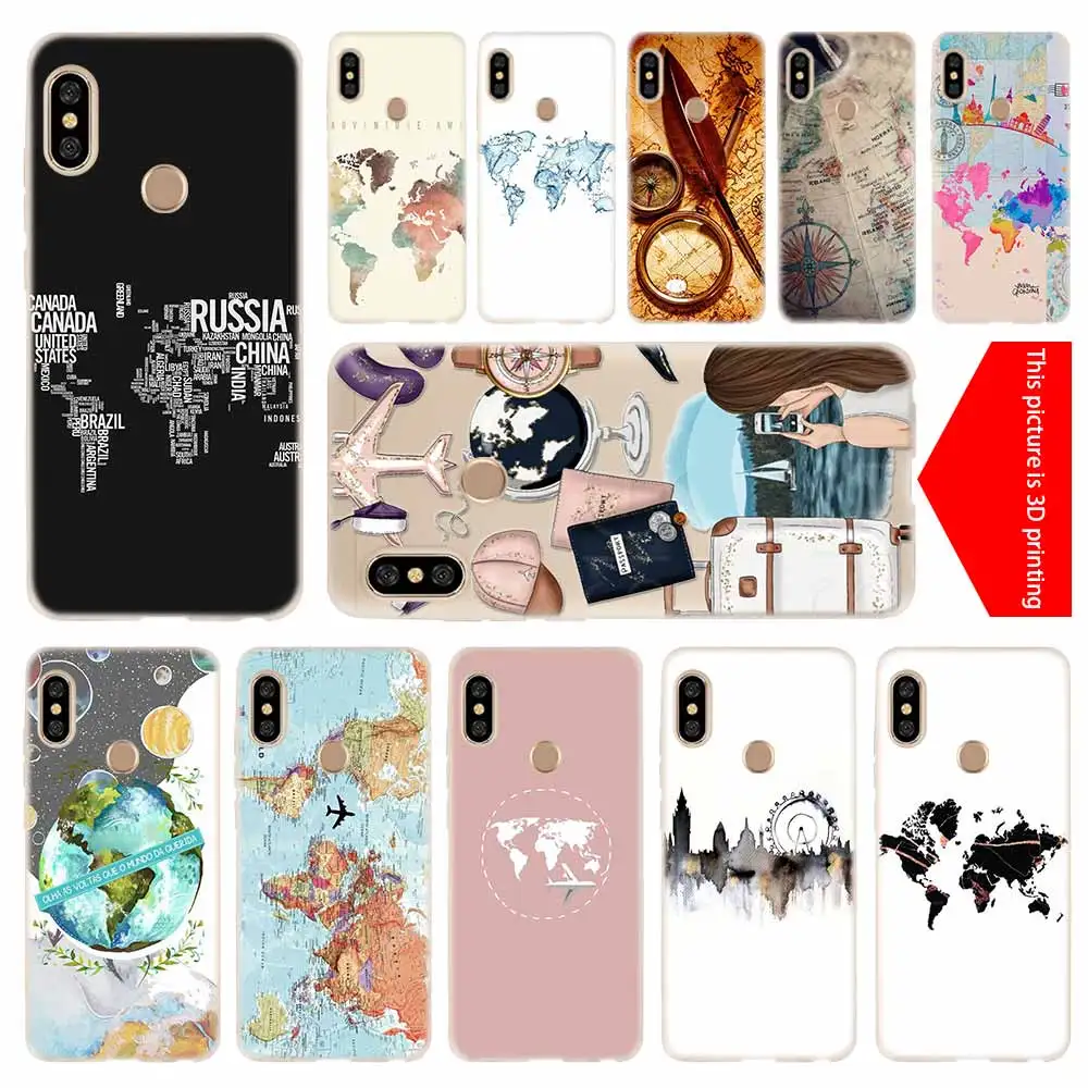 

World Map Travel Plans cover soft Silicone TPU Case For Xiaomi Redmi 3 4X 4a 5 Plus 5a S2 6a 6 Pro Note 7 5 6 4 3 5a