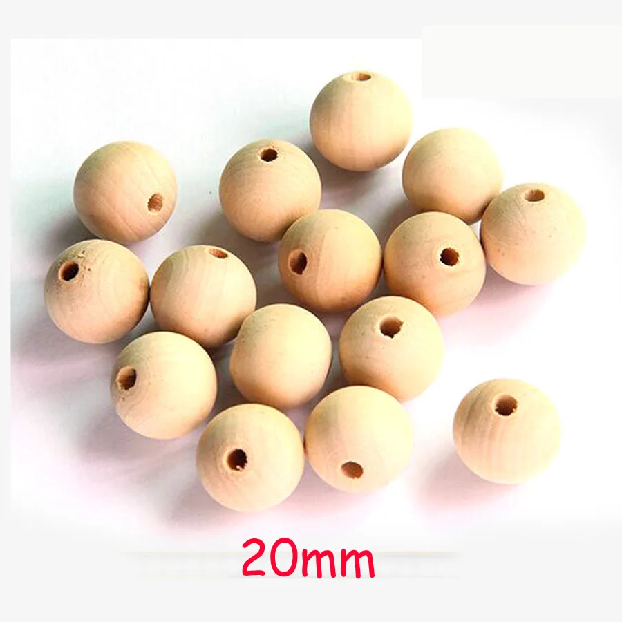 

100pcs 20mm DIY chunky wooden beads natural Round wood spacer beads,jewelry making maple beads wholesale WC032