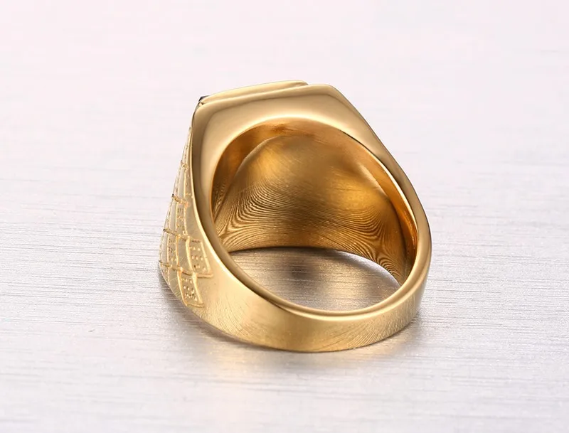 Retro Male Stainless Steel Ring Manhattan College Gold-Color School Veteran For Men gold color rings stainless steel ring finger ring gold color ring