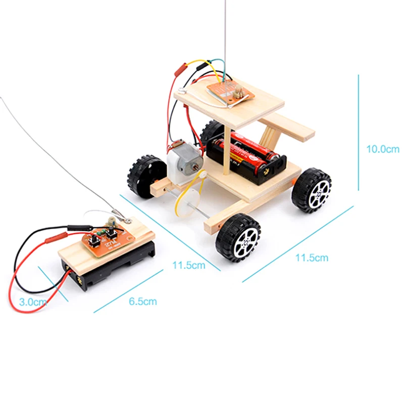 

1Pc Wood DIY Wireless Remote Control Racing Model Kit Kids Physical Science Experiments Toy Set Assembled Car Educational Toy