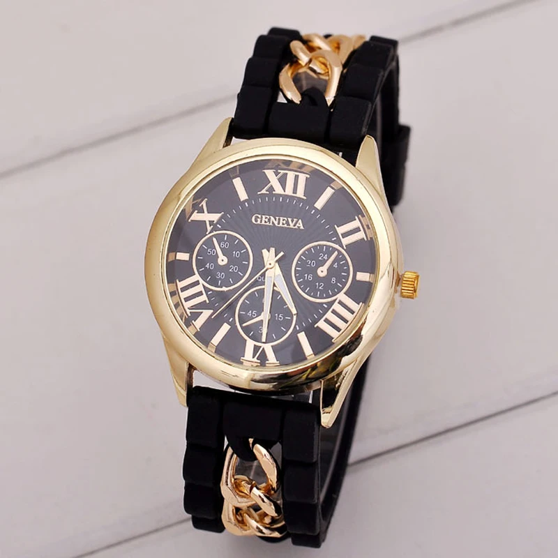 Новый Дизайн vogue смотреть Для женщин Девушка Силиконовые римские цифры Кварцевые наручные Часы браслет платье часы Relogio Relojes feminin