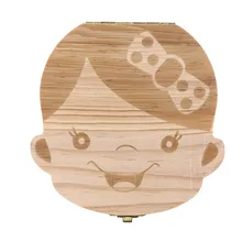 Wooden baby Tooth box Organizer Save Deciduous tanden doosje Milk Teeth Storage Rangement Collect Lanugo English