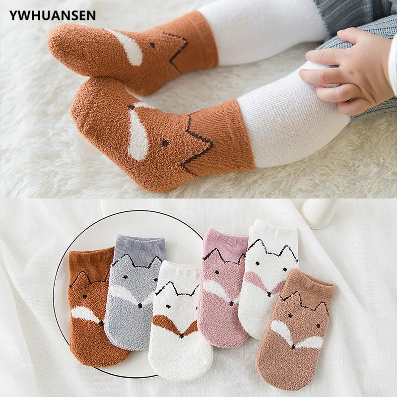 YWHUANSEN 3 пар/лот осень-зима детские носки трикотажные с перьями для девочек и