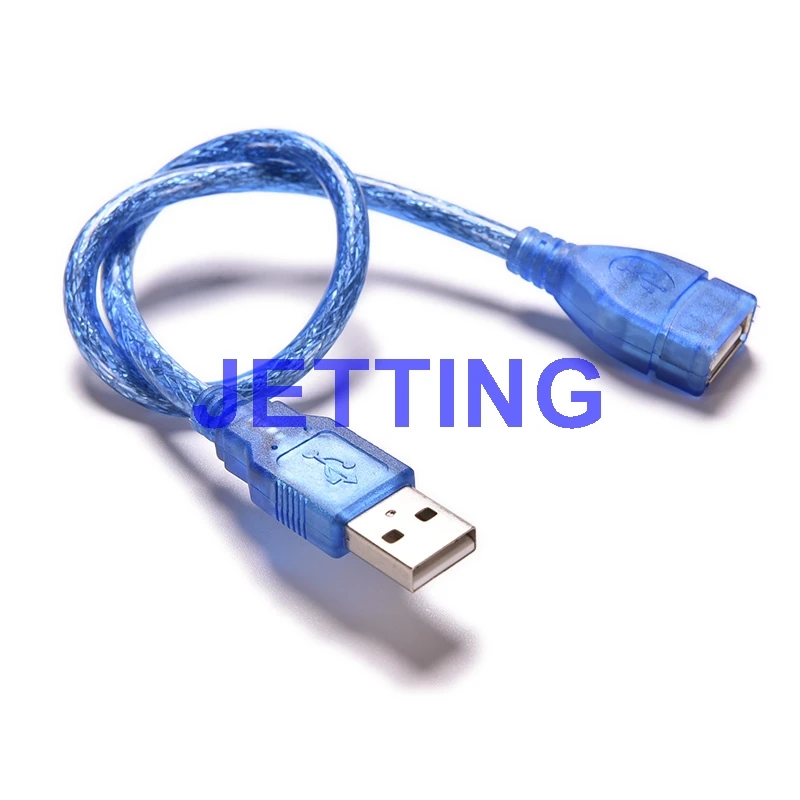 

JETTING 23cm USB A/F 2.0USB Extender Extension A Male to Female Cable Wire Lead Plug Socket clear blue Drop Shipping