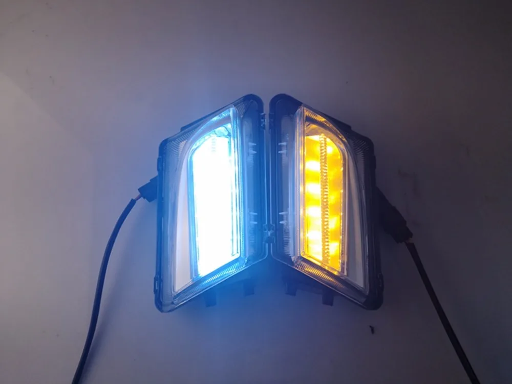 RQXR led drl дневного света для Cadillac ATSI 2014 2019 с динамическим движущимся желтым