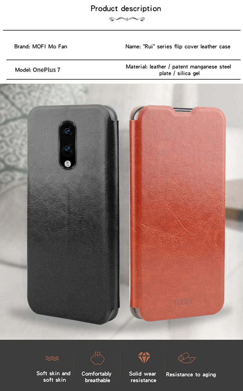 Подставка Mofi чехол для OnePlus 7 чехол Роскошный флип искусственная кожа+ мягкий термополиуретан чехол для One Plus 7 1+ 7 защитный чехол