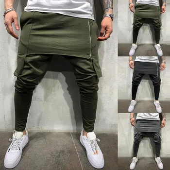 

Brand Pants Men Casual Elastic Men Zipper Double Layer Overalls Casual Pocket Sport Work Casual Trouser Pants Casual Pants