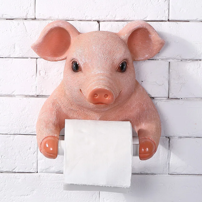 Pig Wall Mounted Paper Towel Holder Sheep Toilet Paper Roll Holder