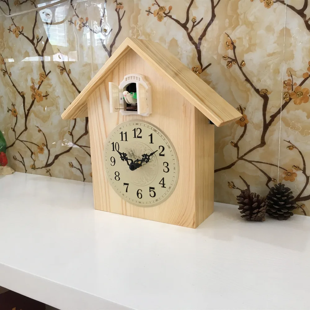 Часы Cuckoo из цельного дерева настенные часы с птицей простые для гостиной
