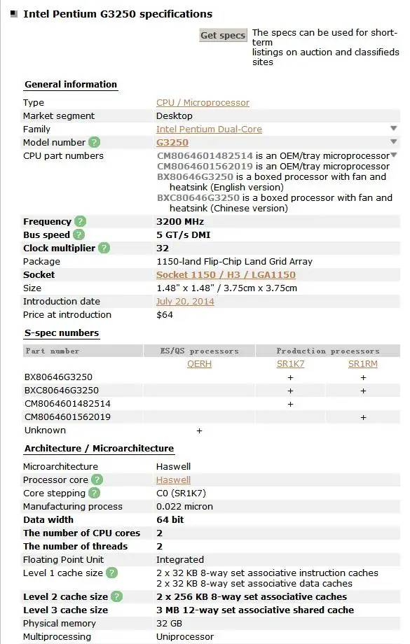 cpu for sale For original Pentium Processor G3250 3M Cache,3.20 GHz,Dual-core LGA1150 G3250 Desktop CPU,G3250 CPU,g3250 cpu 53W free shipping top processor