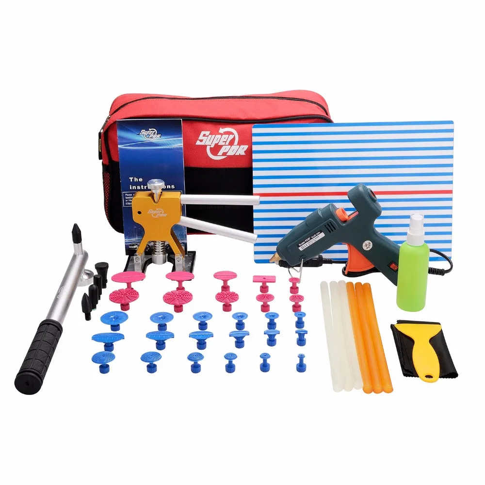 PDR Tools Paintless Dent Repair Tool Dent Removal Dent Puller Tabs Reflector Board Melt Adhesive Glue Gun Tool Kit Ferramentas