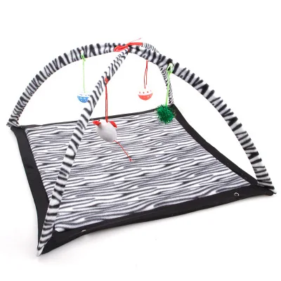 Кошка игрушка кровать кошка палатка, которая будет звучать дышащий зеленый мультфильм Забавный звонок игрушка домашнее животное гамак погремушка кошка забавная игрушка - Цвет: Zebra pattern