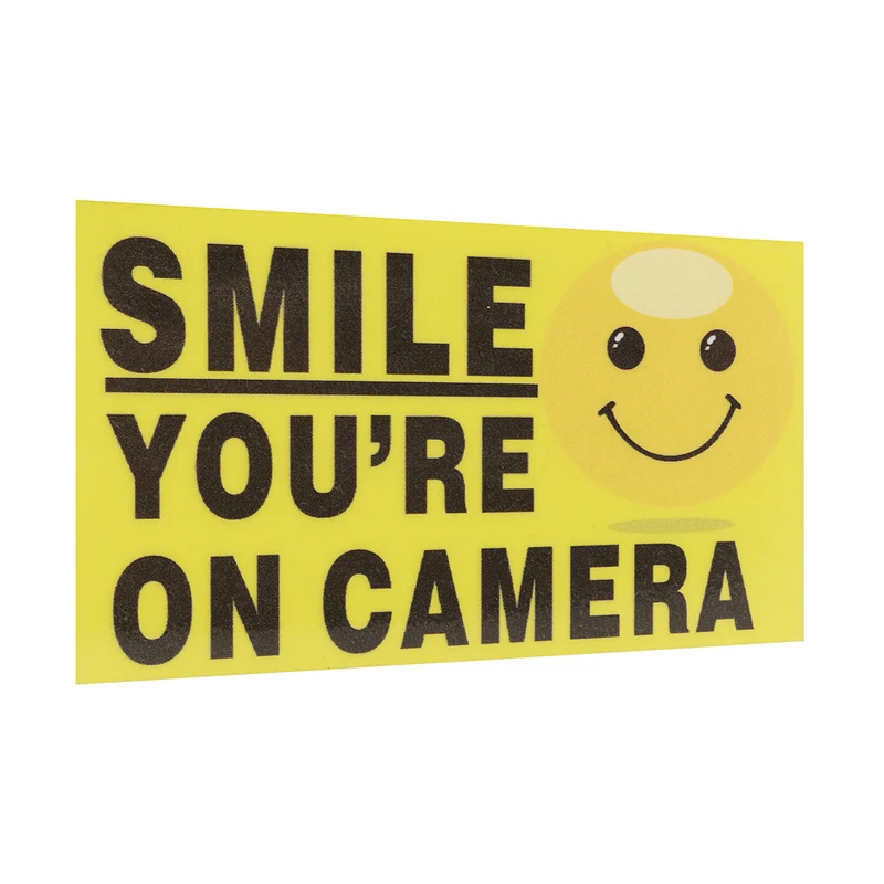 5Pcs/lots 9x5cm Vinyl Smile You're On Camera Video Alarm Safety Stickers Signs Decal