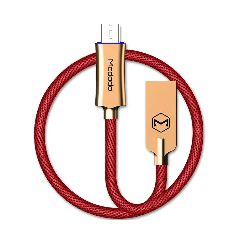 MCDODO Micro USB кабель для Samsung Xiaomi Huawei быстрой зарядки автоотключения USB кабель для передачи данных со светодиодной MicroUSB кабель для зарядки - Цвет: red