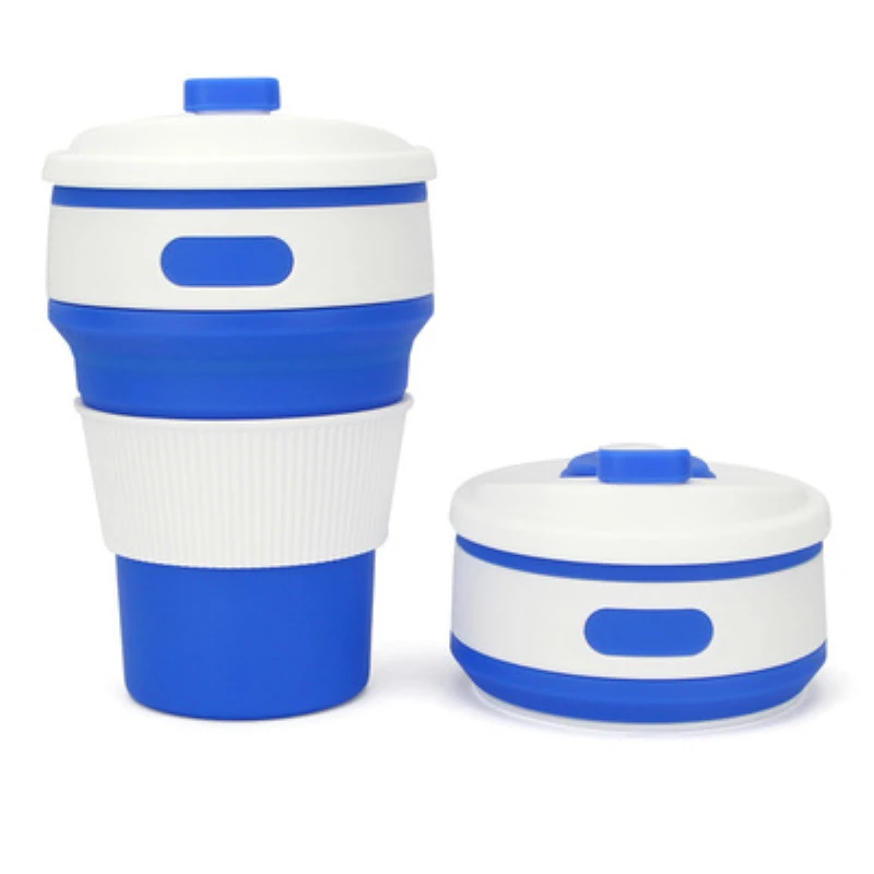 

350ml Candy Color Silicone Coffee Cup With Lid Retractable Folding Leak Proof Outdoor Travel Office Portable Drinking Water Cup