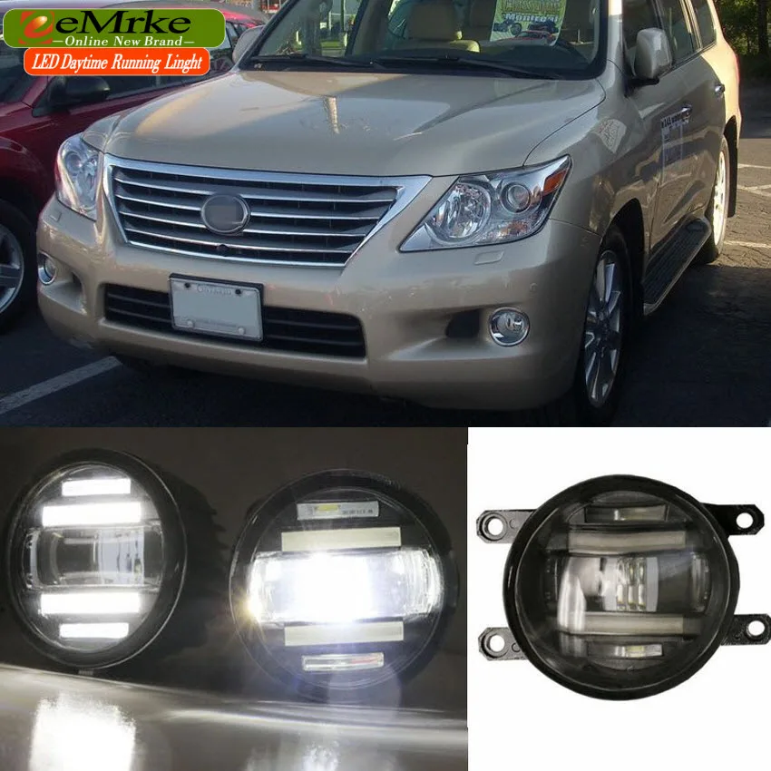 Eemrke для Lexus LX 570 (J200) 2008-2015 ксеноновые Белый высокой Мощность 2 в 1 LED drl-проектор туман лампа с линзой