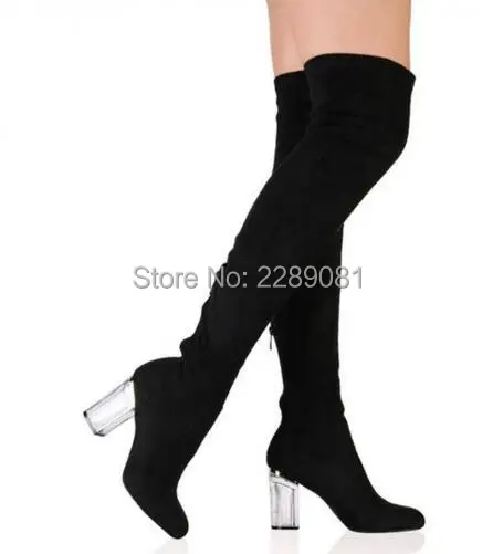 Estilo occidental Vestido de Alta Del Muslo Botas Sexy Tacón Bloque De  Metacrilato más de la Rodilla Botines Chunky Transparentes 9 cm Tacones  Botas|boot shoe|dress sweaters for menboots half - AliExpress