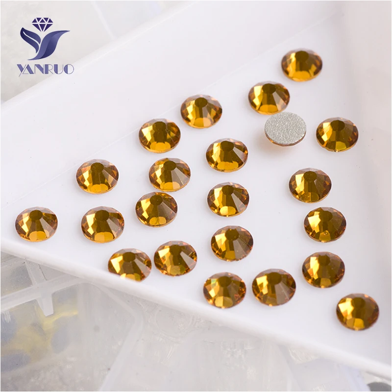 

YANRUO 2028NoHF All Sizes Topaz Non Hotfix Strass Crystal Glass Stones Flatback Nail Art Rhinestones For Dresses