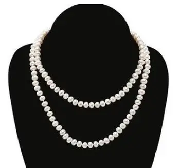 

Jewelry single strand 7-8mm south sea pink white pearl necklace 48inch