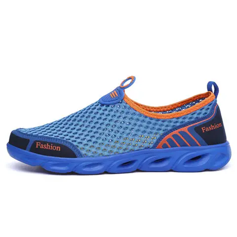 Воздухопроницаемая быстросохнущая обувь с сеткой для речной воды, летняя удобная обувь для пляжа для мальчиков, Мужская обувь для прогулок, спорта, прогулок - Цвет: Blue