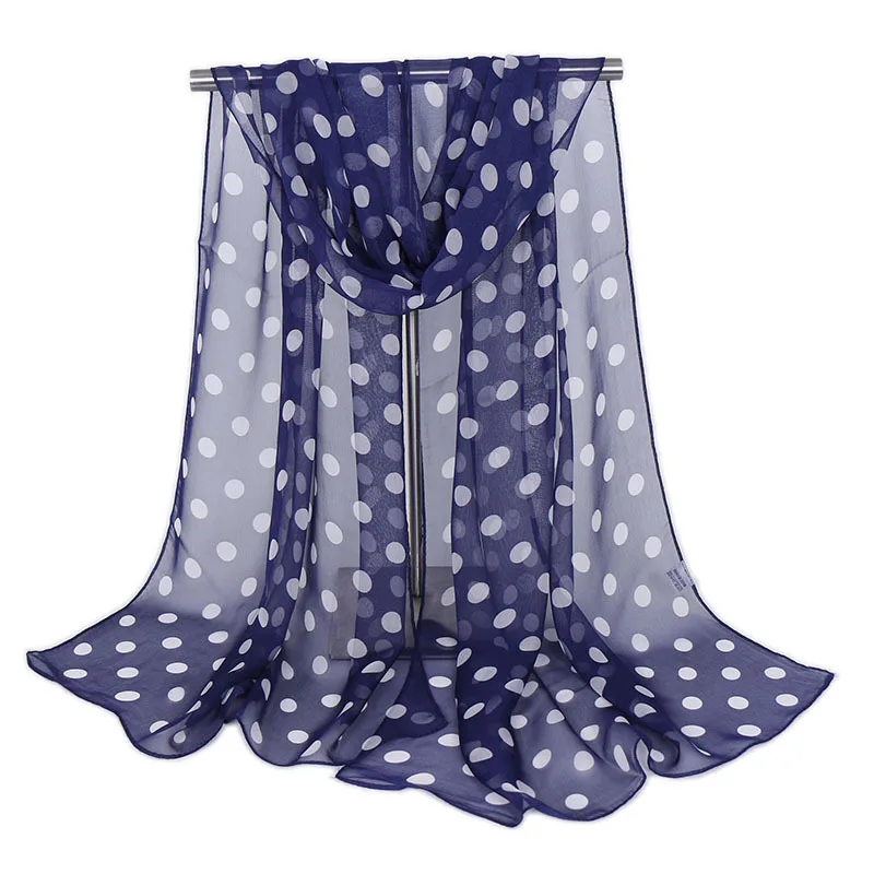 

Summer Dot Georgette Scarves Ladies Thin Chiffon Beach Shawl Light Weight Silk Feeling Headscarf Muslim Hijabs veil 160x50cm