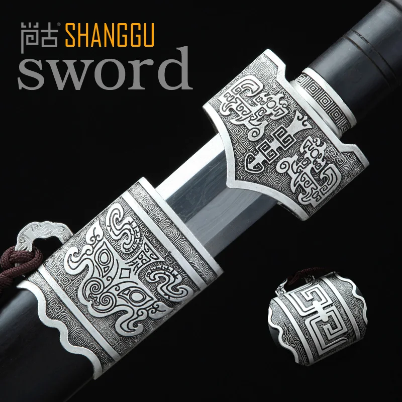 

Hand Making High Art Collection Of Antique Chinese Unicorn-shaped Pattern Silver Oriental Sword. Carbon General Knight Sword.