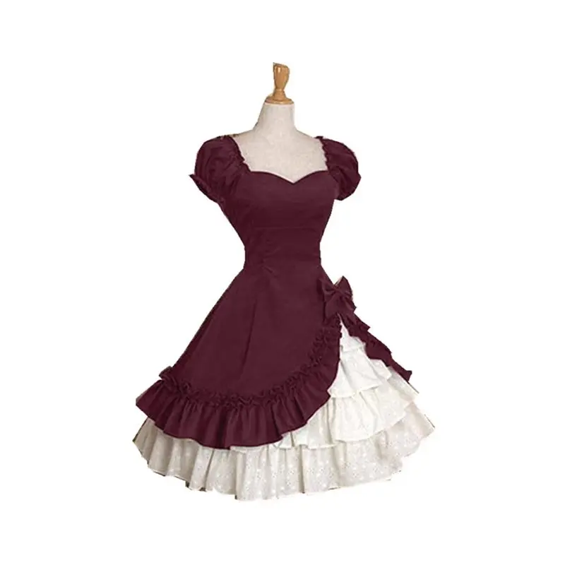 

Elegant Princess Vintage Swing Bow Ruffles Gothic Women Lolita Dresses Party Pleated Retro Goth Big Size Summer Female Dress