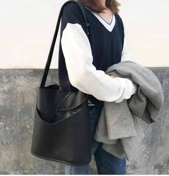 

Fashion women's bag large capacity one shoulder women's composite handbag simple style office lady's bucket bag xilin85